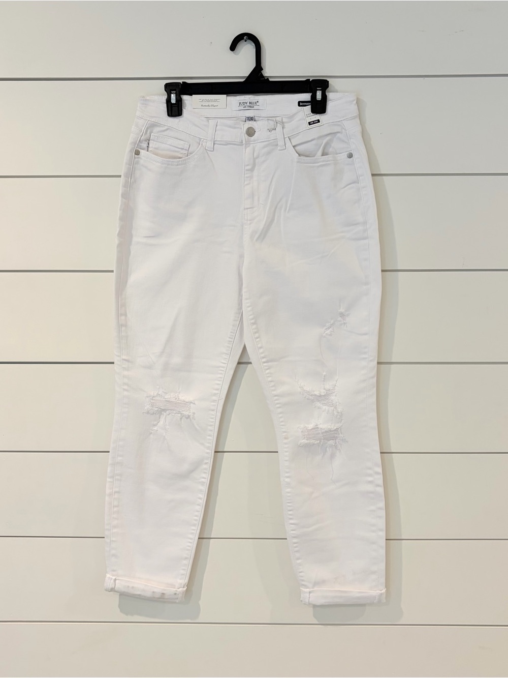 Judy Blue White Distressed Boyfriend Jeans Coastal Cowgirl Y2K 11 30 Summer Boho